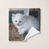 White Kitten Badhandtuch Set (Waschlappen)