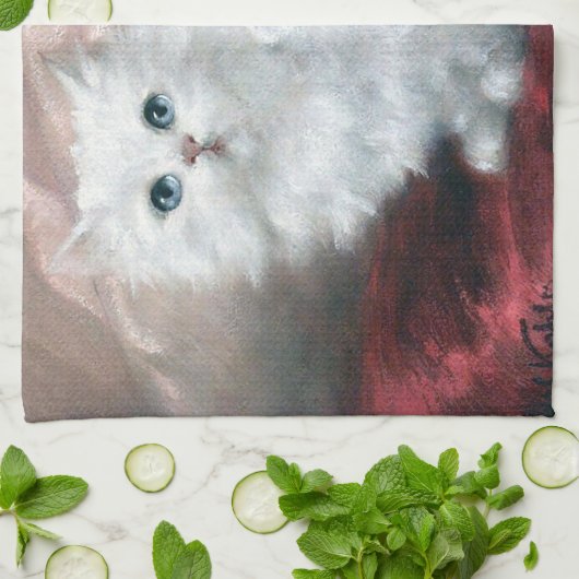 White Kitten, Carl Kahler Geschirrtuch (Gefaltet)
