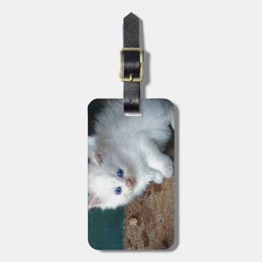 White Kitten Gepäckanhänger (Vorderseite vertikal)