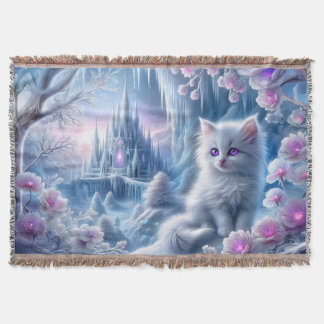 White Kitten in Fantasy Ice Kingdom Decke