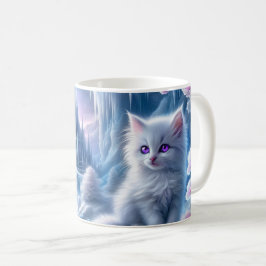 White Kitten in Fantasy Ice Kingdom Kaffeetasse