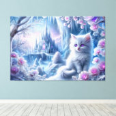 White Kitten in Fantasy Ice Kingdom Leinwanddruck (Insitu (Holzboden))