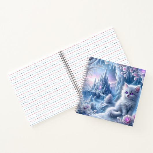 White Kitten in Fantasy Ice Kingdom Notizblock (Innenseite)