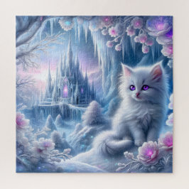 White Kitten in Fantasy Ice Kingdom Puzzle