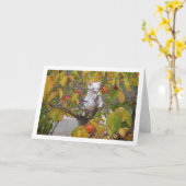 White Kitten in Persimmon Tree Karte (Gelbe Blume)