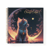 White Kitten Moon Spiral Notebook