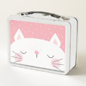 White Kitten - Name - Pink Metall Lunch Box (Rückseite)