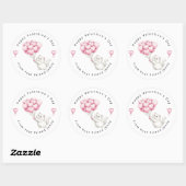 White Kitten Pink Hearts Balloons Valentine's Kids Runder Aufkleber (Blatt)
