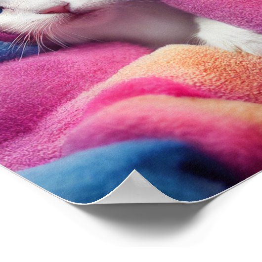 White Kitten - Rainbow Critters Collection Poster (Ecke)