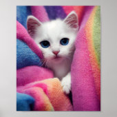 White Kitten - Rainbow Critters Collection Poster (Vorne)