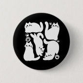 White Kitten Silhouetten - Niedliches Feline Desig Button (Vorderseite)
