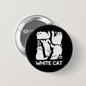 White Kitten Silhouetten - Niedliches Feline Desig Button (Vorne & Hinten)