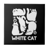 White Kitten Silhouetten - Niedliches Feline Desig Fliese (Vorderseite)