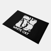 White Kitten Silhouetten - Niedliches Feline Desig Fußmatte (Schrägansicht)