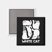 White Kitten Silhouetten - Niedliches Feline Desig Magnet (Vorderseite/Rückseite)