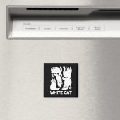 White Kitten Silhouetten - Niedliches Feline Desig Magnet (In Situ (Geschirrspüler))