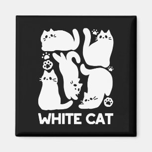 White Kitten Silhouetten - Niedliches Feline Desig Magnet