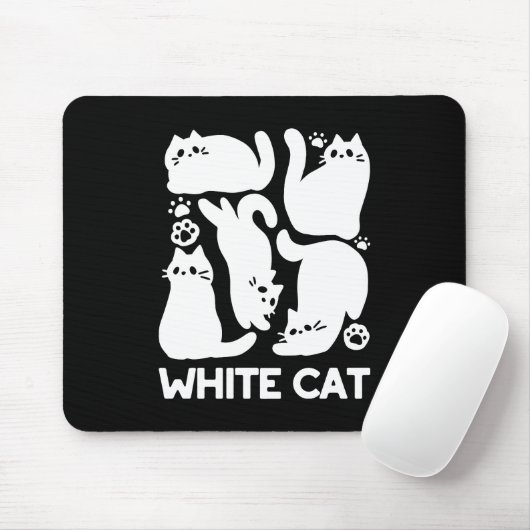 White Kitten Silhouetten - Niedliches Feline Desig Mousepad (Mit Mouse)