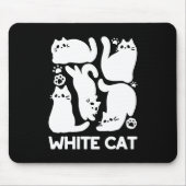 White Kitten Silhouetten - Niedliches Feline Desig Mousepad (Vorne)