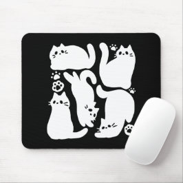 White Kitten Silhouetten - Niedliches Feline Desig Mousepad