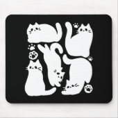 White Kitten Silhouetten - Niedliches Feline Desig Mousepad (Vorne)