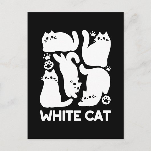 White Kitten Silhouetten - Niedliches Feline Desig Postkarte (Vorderseite)