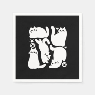 White Kitten Silhouetten - Niedliches Feline Desig Serviette