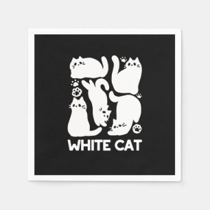 White Kitten Silhouetten - Niedliches Feline Desig Serviette