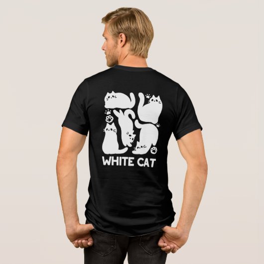 White Kitten Silhouetten - Niedliches Feline Desig Tri-Blend Shirt (Rückseite voll)