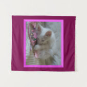 White Kitten Tapestry Wandteppich (Vorderseite (Horizontal))
