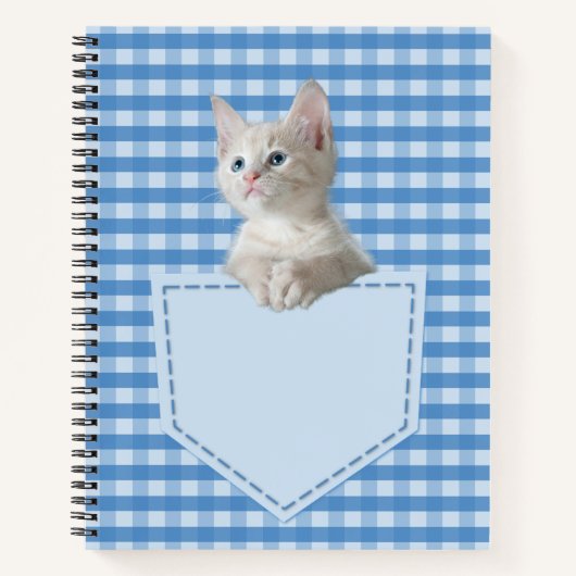 White Kitten Tasche blau lustige Illusion 3D Grafi Notizblock (Vorderseite)