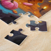 White Kitten und Geist essen Halloween Donuts Puzzle (Seite)