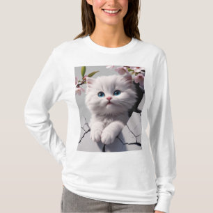 White Kitten unter Kirschblüten T-Shirt