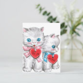 White Kittens Valentine Feiertagspostkarte (Stehend Vorderseite)
