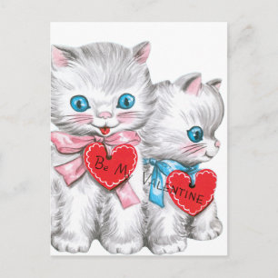 White Kittens Valentine Feiertagspostkarte