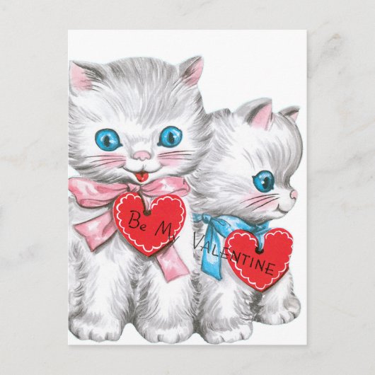 White Kittens Valentine Feiertagspostkarte (Vorderseite)