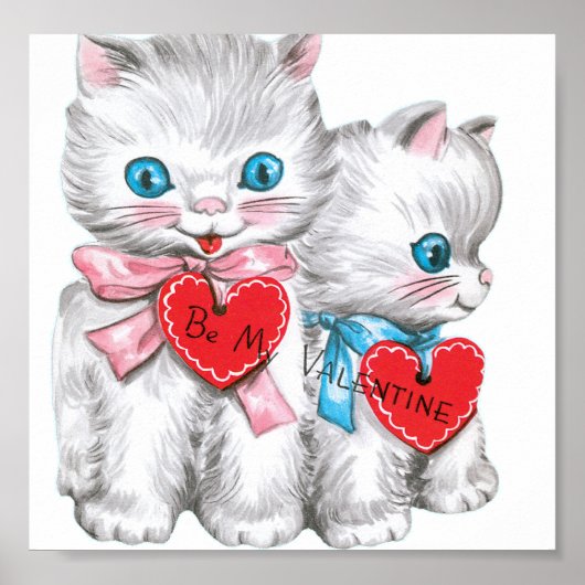 White Kittens Valentine Poster (Vorne)