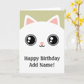White Kitty Cat Face Happy Birthday Custom Card Karte (Gelbe Blume)