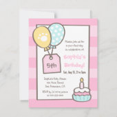 White Kitty Cat Girls Geburtstagsparty Einladungen (Rückseite)