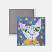 White Kitty Cat Magnet (Vorderseite/Rückseite)