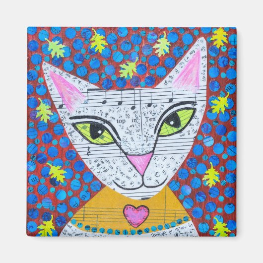 White Kitty Cat Magnet (Vorne)