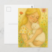 White Kitty Cat Mama Postkarte (Vorne/Hinten)