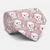 White Kitty Cat Neck Tie Krawatte (Gerollt)