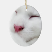 White Kitty Cat Sleeping Face Ornament (Rechts)