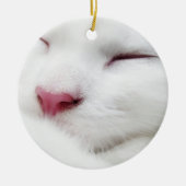White Kitty Cat Sleeping Face Ornament (Vorne)