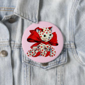 White Kitty Cat Vintag Valentine Art Button (Beispiel)