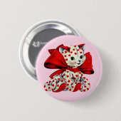 White Kitty Cat Vintag Valentine Art Button (Vorne & Hinten)