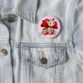 White Kitty Cat Vintag Valentine Art Button (Beispiel)