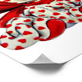 White Kitty Cat Vintag Valentine Art Poster (Ecke)