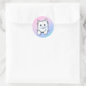 White Kitty Runder Aufkleber (Tasche)